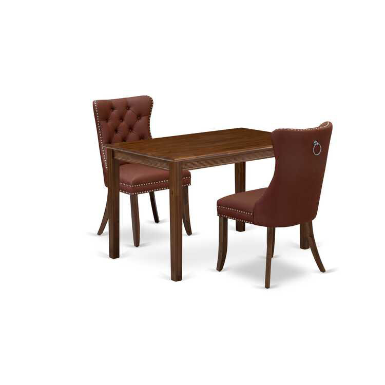 Ensemble de table de salle à manger 3 pièces 3 pièces, Brun