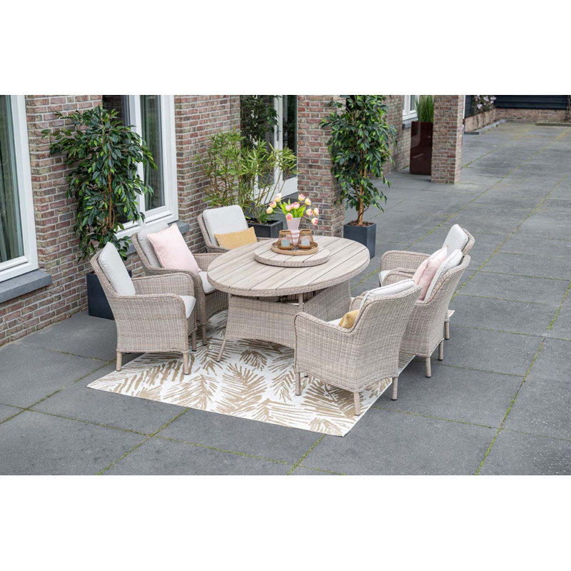 Burnvale 6 - Person Wicker Patio Dining Set with Oval Table , Cushions Included