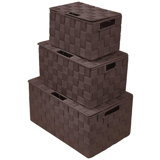 Sorbus Stackable Woven Basket with Lid and Handles 3 Pack