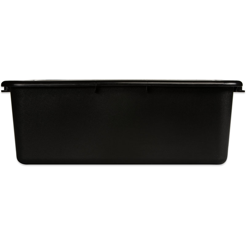 Black Hand Woven Plastic Utility Bin with Handles