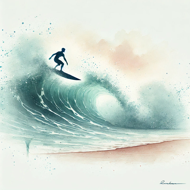 «Sunset Surfing Dream», reproduction d'art sur toile tendue, H 30 po x l 30 po