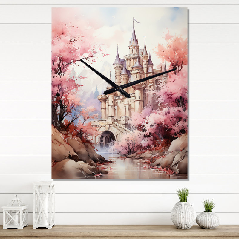 Horloge murale moderne Castles Pastel Dreams II - Cityscapes, Grand