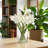 Artificial Real Touch Lily Flower Arrangement In Clear Glass Vase With Faux Water (white)-1094682774