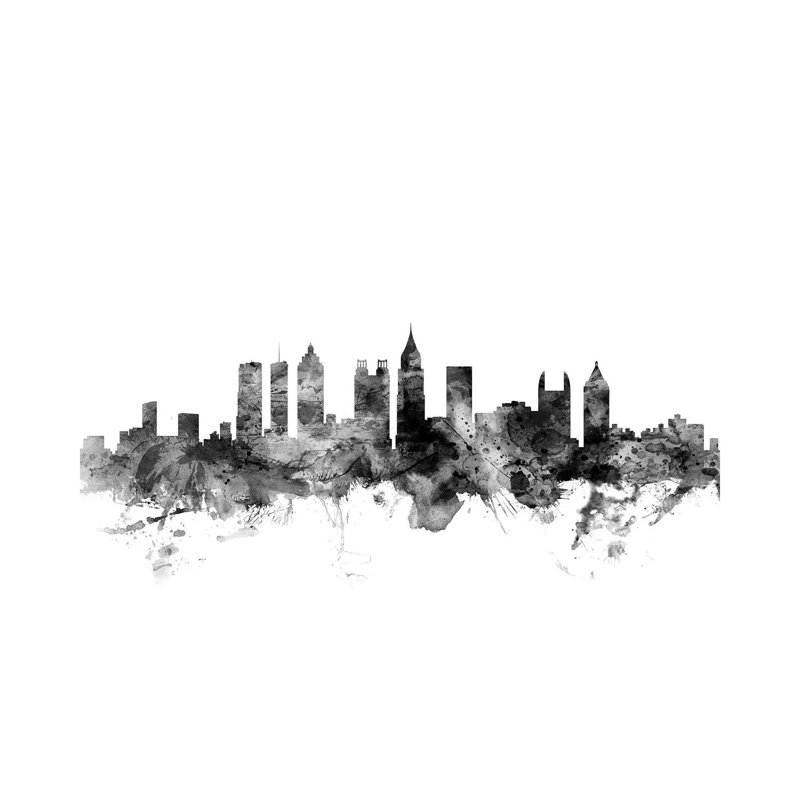 Atlanta, Georgia In Black & White by Michael Tompsett - Wrapped Canvas Gallery-Wrapped Canvas Giclée