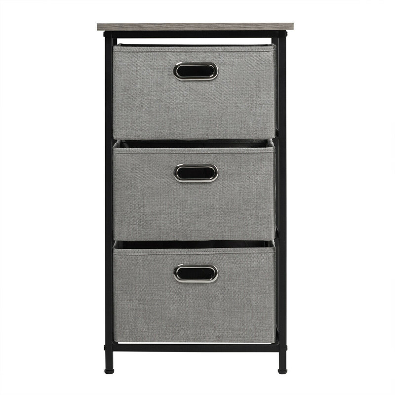 Commode 3 tiroirs Simmon, Noir / gris