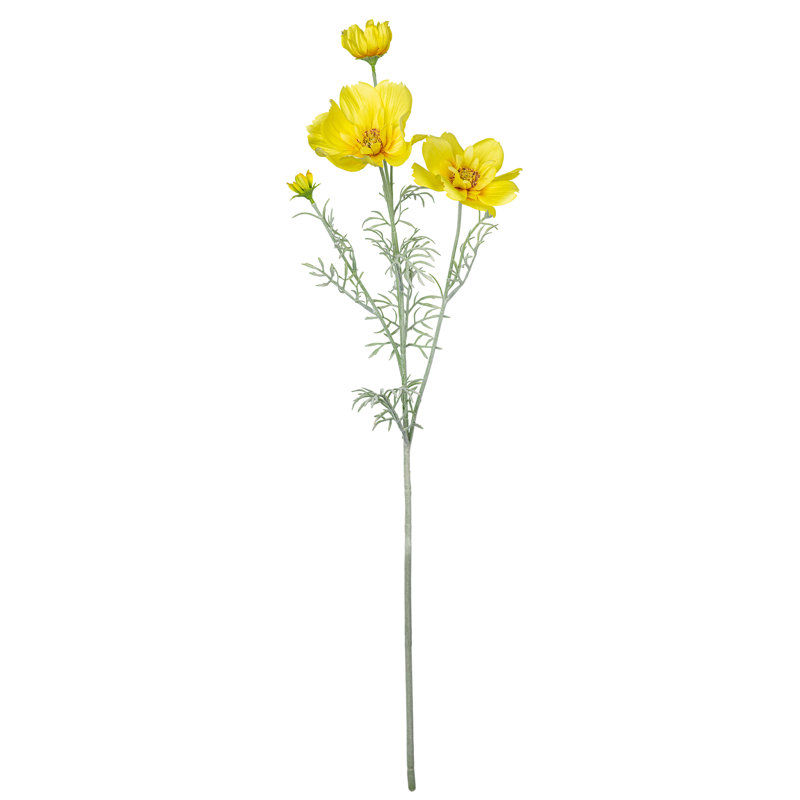 Bleuet décoratif en soie Audet (paquet de 1 branche), Jaune, 30,7 po x 9,8 po
