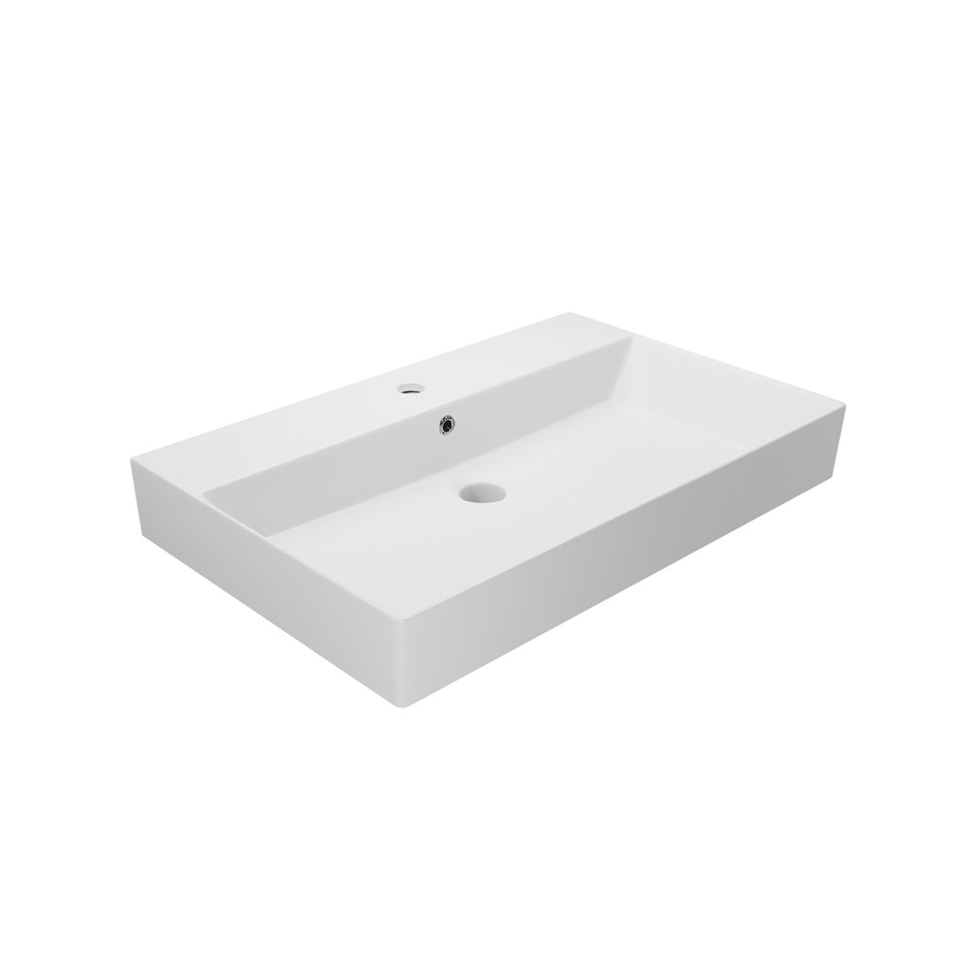 WS Bath Collections 17.7'' Ceramic Rectangular Bathroom Sink with Overflow WS Bath Collections Faucet 