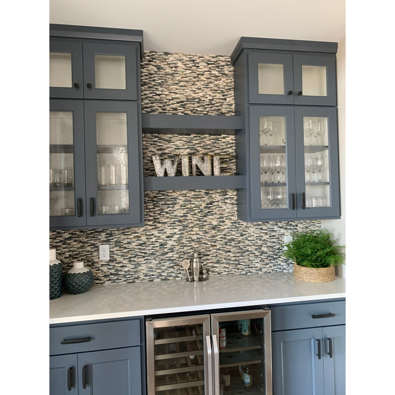 Nature Stacked Pram Gray Pebble Mosaic Tile, Sumatra Blend Multicolor