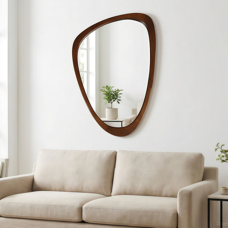 Miroir décoratif en bois massif noir noyer noir 24 po x 36 po, pour chambre à coucher, salle de bain, salon, vestibule