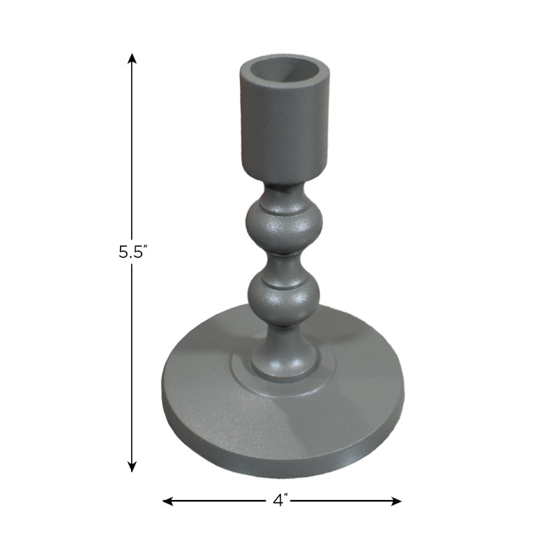 Bougeoir de table en aluminium 12 po, gris, H 5,5 po x l 4 po x P 4 po
