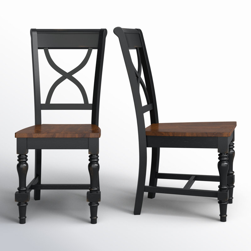 Iestyn 17.25'' H Solid Wood Side Chair, Ebony/Spice
