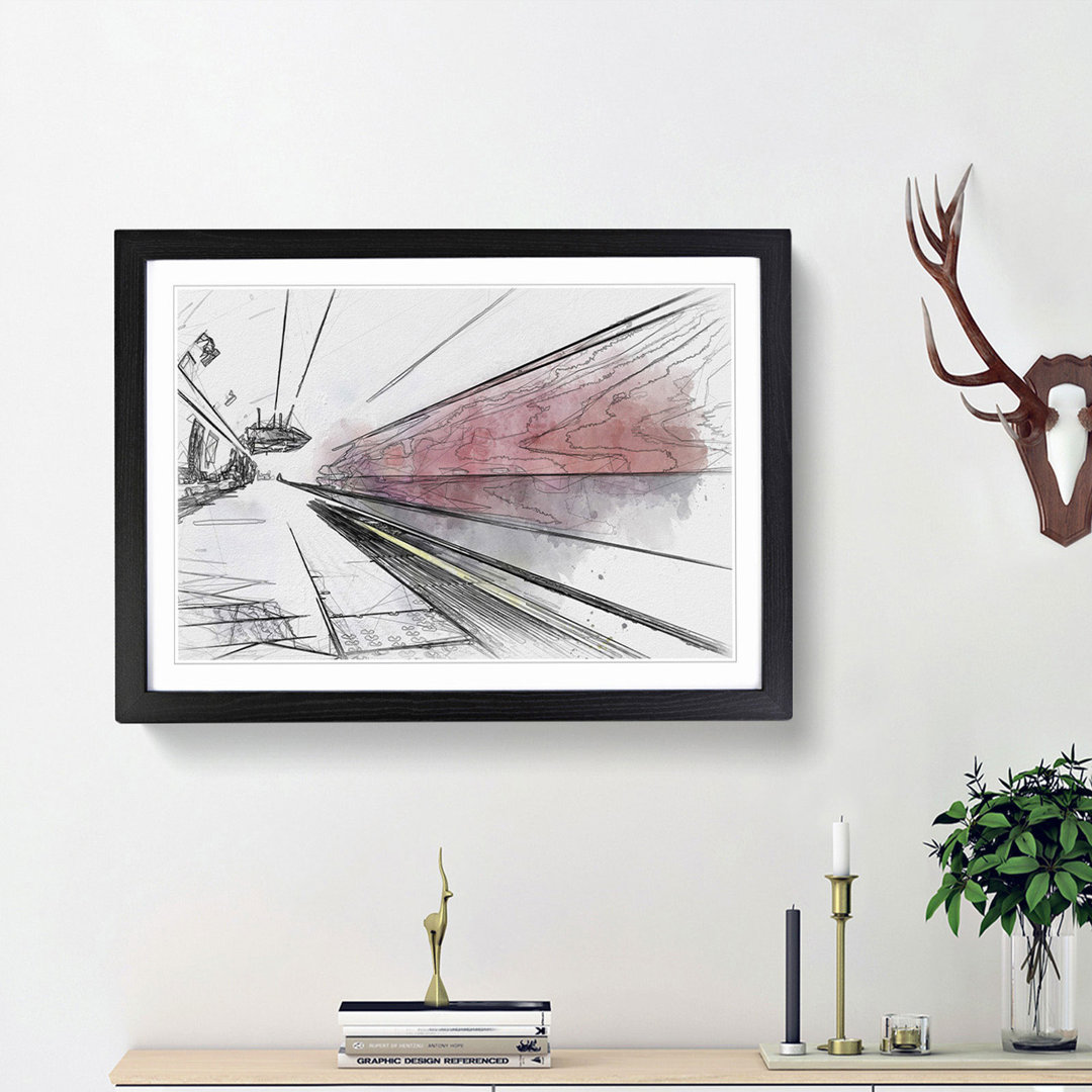 The Blur of the London Underground in Abstract - Picture Frame Drawing Print