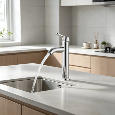 Robinet de lavabo vasque à bec haut avec poignée unique, robinet de salle de bain en acier inoxydable SUS304 avec bonde clic-clac SUS304, installation facile en 15 minutes.