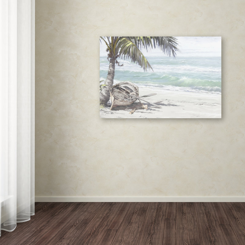 « bateau on beach », impression, H 16 po x l 24 po x p 2 po, Toile tendue