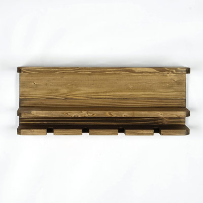 Rustic Wooden Wall-mounted Wine Rack With Glass Holder – Holds 4 Bottles & 5 Glasses