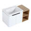 Meuble-lavabo luxueux avec portes et évier à fermeture en douceur, avec une petite tablette de rangement pour plus de commodité.