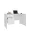 Bureau moderne Mellier avec deux tiroirs et rangement latéral, poste de travail d'ordinateur compact pour bureau à domicile ou salle d'étude