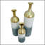 Ensemble de 3 vases décoratifs en métal, vases de plancher à motif de feuilles d'or, grands vases blancs gris antique pour la décoration intérieure, salon, décoration de vestibule