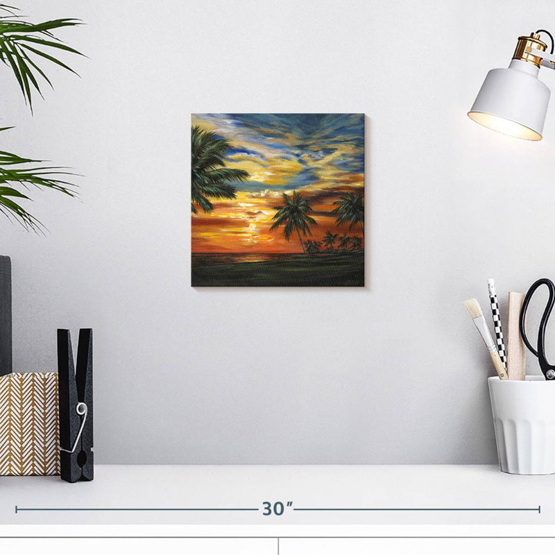 Gillard, superbe coucher de soleil tropical II, H 10 po x l 10 po