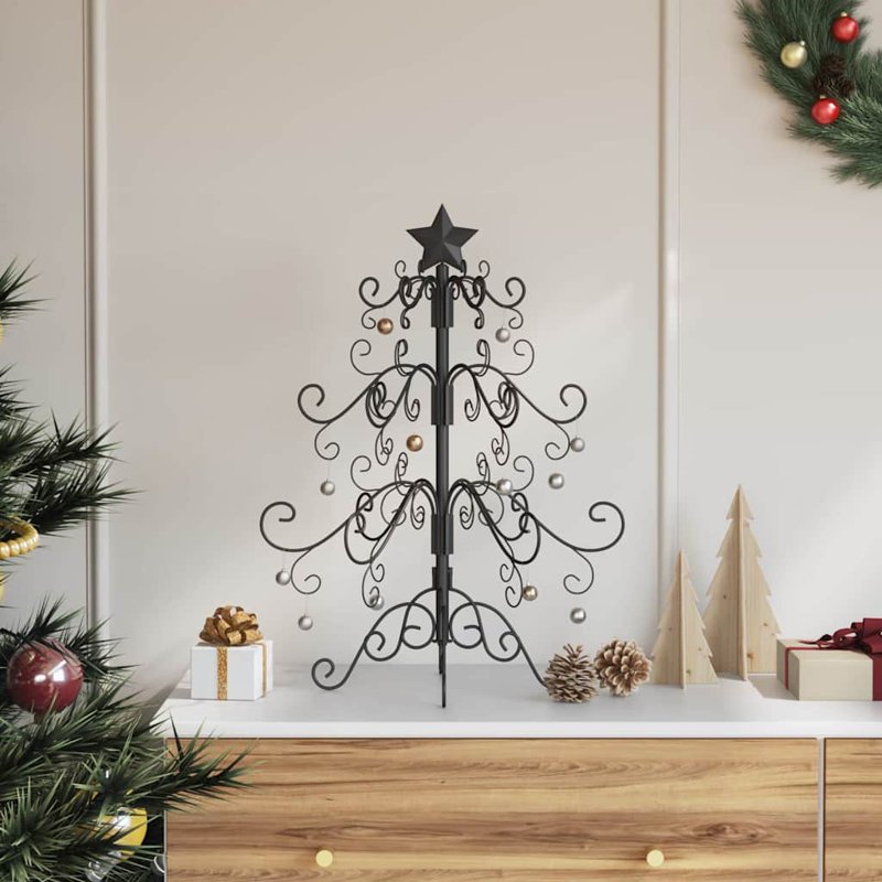 Metal Christmas Tree with Stand Powder-coated steel, Black, 1.97' H