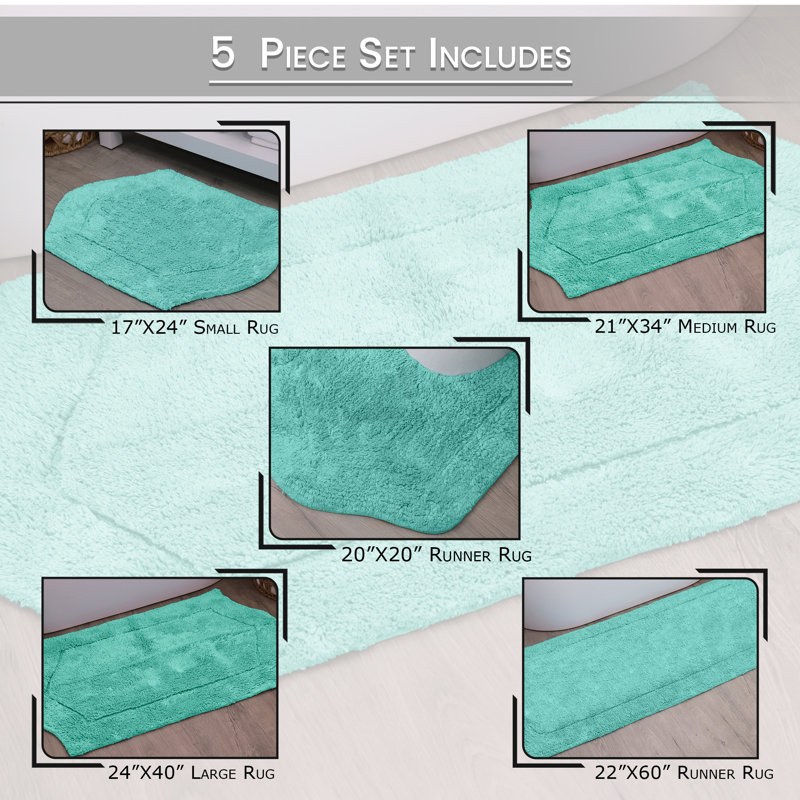Tapis pour salle de bain Morissette, Turquoise