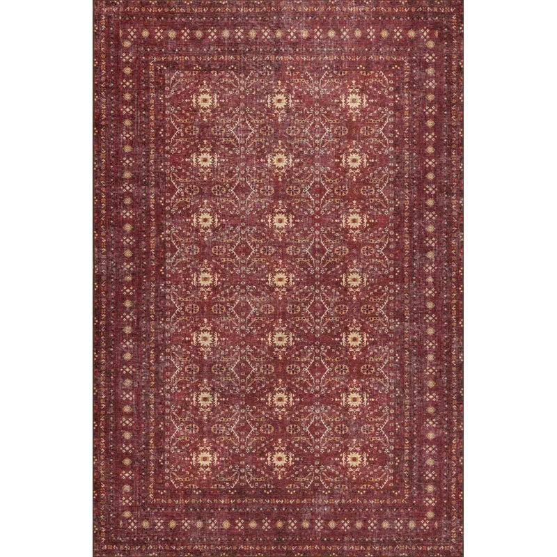 Tapis bourgogne à motif tissé à motif tissé Relic, Rectangle 7 pi 7 po x 10 pi 10 po
