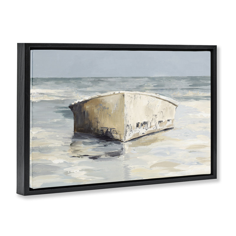 Toile flottante encadrée, "Abandonné" par Patricia Pinto, Cadre flottant noir de jais, H 17 po x l 25 po