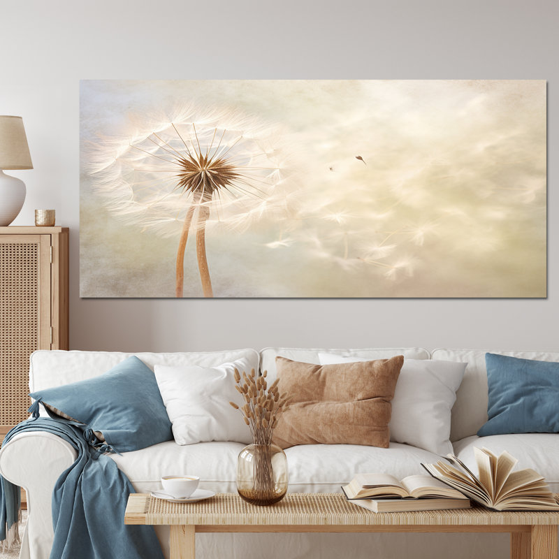 Impression romantique pissenlit blanc IV - Pissenlit blanc, Toile tendue, 34" H x 44" W