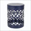 Ensemble de 2 tables de bout d'extérieur en métal avec motif de cercles superposés - bleu marine-129518276