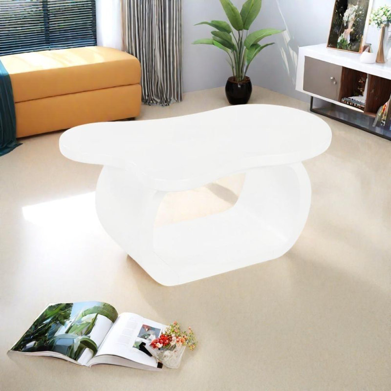 Modern Cloud Coffee Table with Irregular Shape for Living Room, White