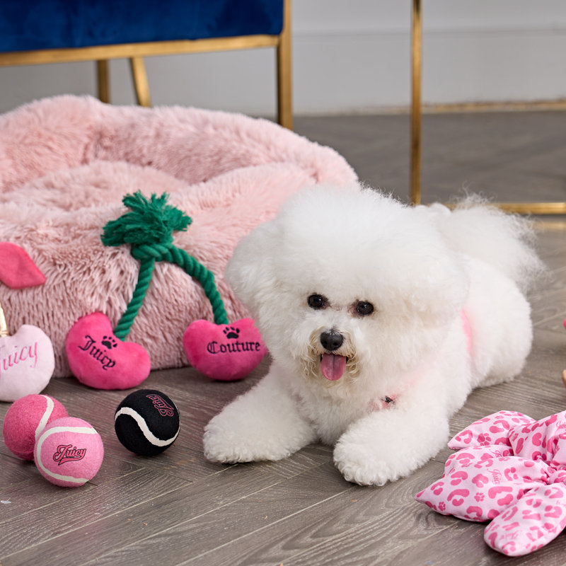 Large Pink Faux Fur Round Pet Bed