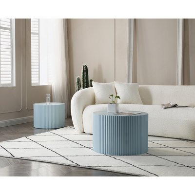 Table basse ronde avec plateau en bois manufacturé