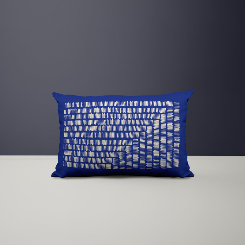 Polyester/Polyester Blend Lumbar Rectangular Indoor/Outdoor Pillow Cover & Insert, Navy Blue