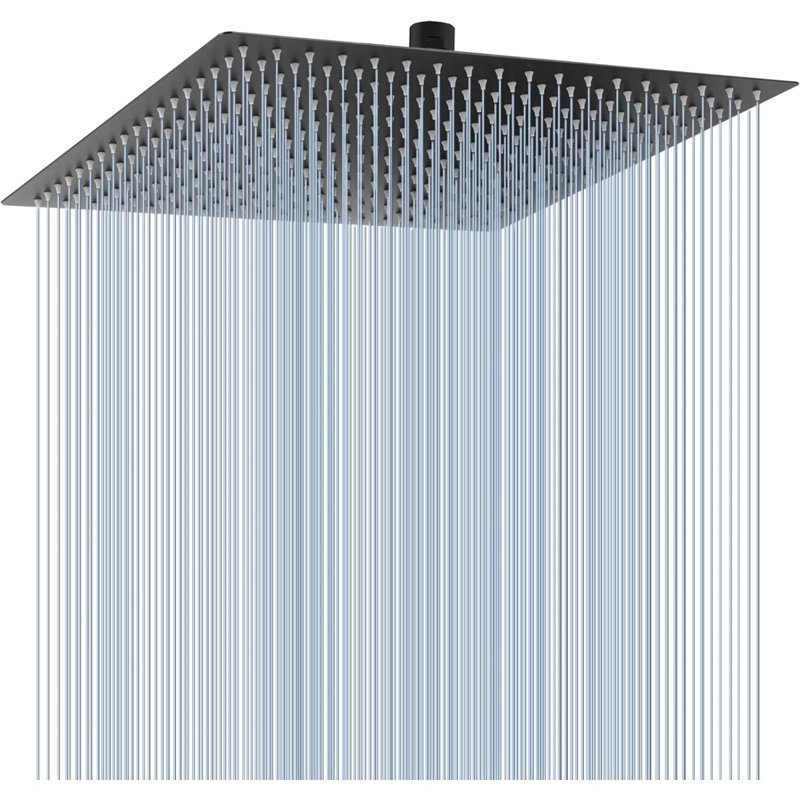 16 Inch Rain Shower Head, Square Ultra Thin 304 Stainless Steel High Pressure Shower Head,, Brushed Nickel