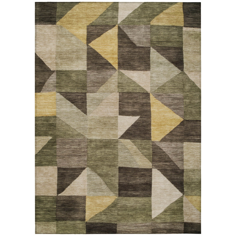 Machine Washable Indoor/Outdoor Jozwiak ACN2373 Geometric Rug, Rectangle 10' x 14'