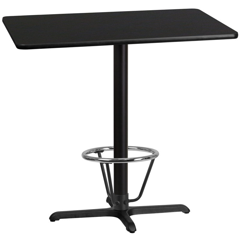Plateau de table rectangulaire en stratifié basque et base à pied basque, H 43,125 po x l 30 po x p 42 po