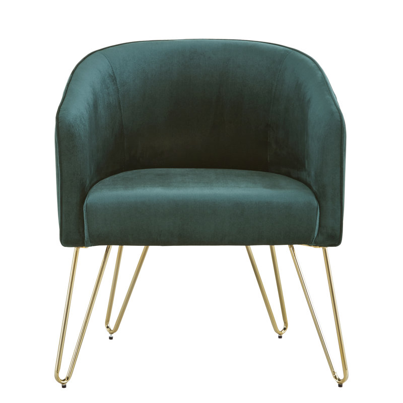 Grimsley Velvet Barrel Chair, Dark Green Shimmering 