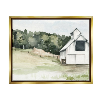 Art mural sur toile, "Quiet Countryside Farmhouse Cottage Green Pasture" par Jennifer Paxton Parker