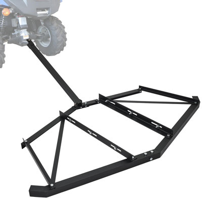 Niveleuse robuste pour allée 66 "pour tracteurs de pelouse, VTT, UTV - 3 ensembles de boulons réglables, 2 barres de renfort, attache à goupille - Herse durable pour l'entretien du gravier et de la pelouse, 66 pouces