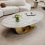 Table basse moderne en faux marbre, tables en pierre frittée avec base en acier inoxydable-2041997756