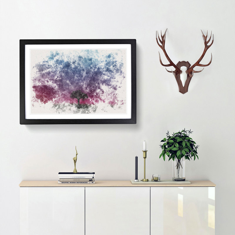 Tree Under the Cosmos - Picture Frame Painting Print, 45cm H x 63cm W x 2cm D, Black Framed