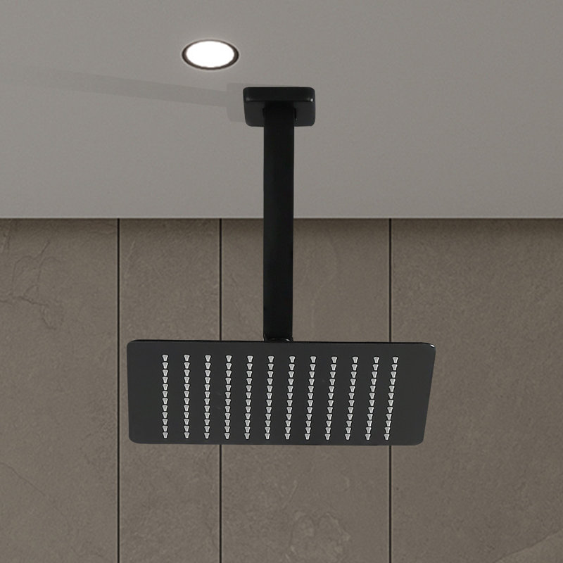 Rain Fixed Shower Head 1.8 GPM GPM with Self-Cleaning, Matt Black