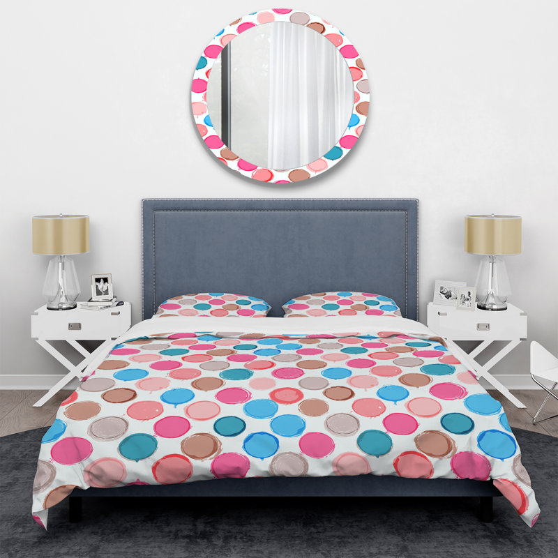 Multicolor Circle Pattern - Abstract Duvet Cover Set - Microfiber Polyester, Twin Duvet Cover + 1 Standard Sham
