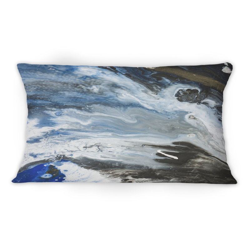 Coussin décoratif en marbre noir, blanc et bleu Art Uinivers