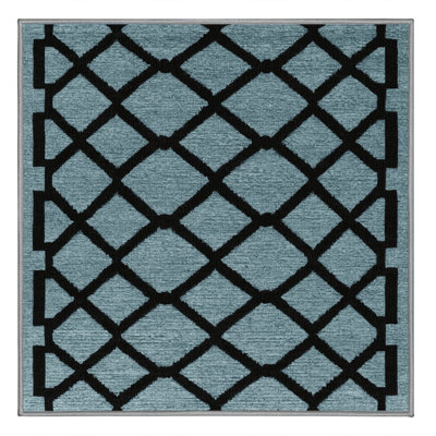 Machine Washable Trellis Grey Area Rug