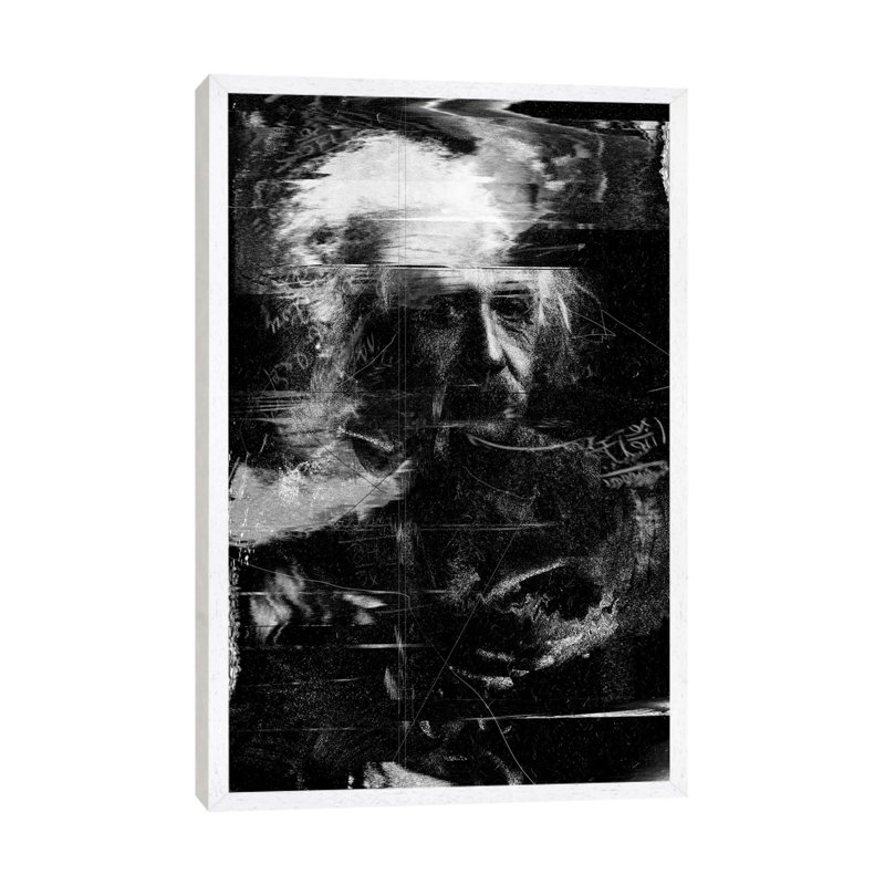 Einstein by Nicebleed - Print on Canvas, White Framed, 66.04cm H x 45.72cm W x 3.81cm D