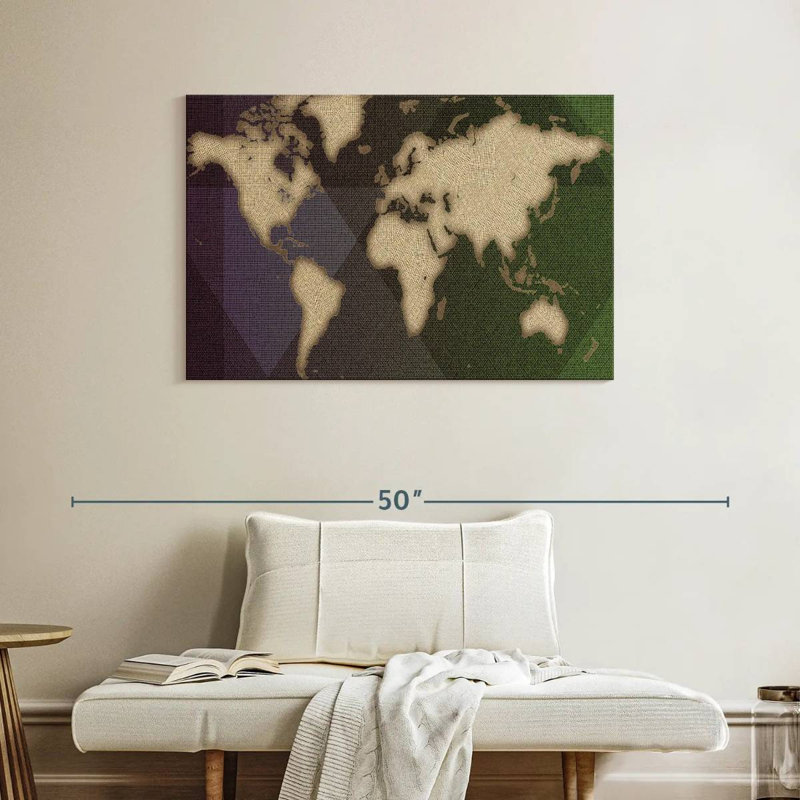 Carte du monde de la flanelle d'Aliaz, H 26 po x l 39 po