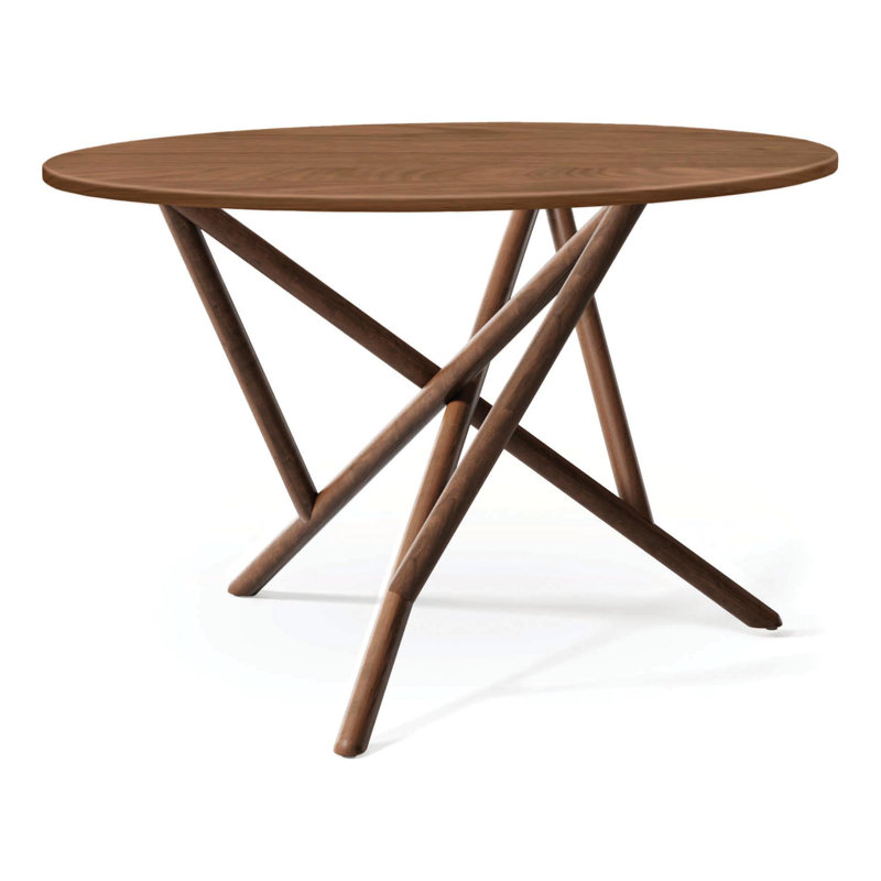 Baton - Round Fixed Top Table, 30"H x 48"L x 48"W, Natural Walnut, Natural Walnut
