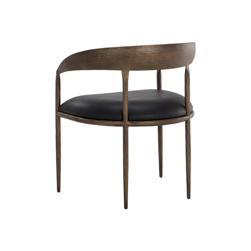 Ossiel 19.25'' H Leather Upholstered Metal Armchair, Black