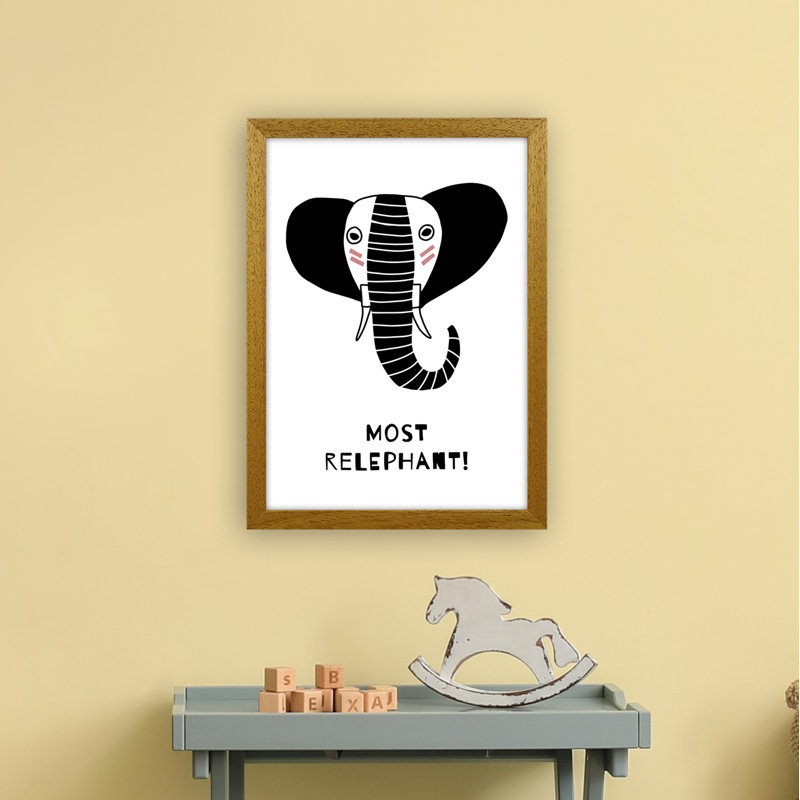 Elephant by Miniofmine - Print, 46cm H x 34cm W x 3cm D, Brown Framed